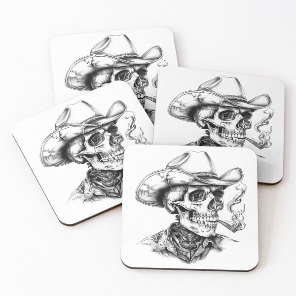 Item preview, Skeleton Cowboy Smoking Cigar – Dark Western Skull Design designed and sold by inkoutninja.