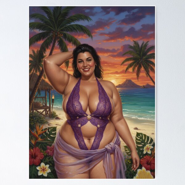 Item preview,  big beautiful  women  latin lady at the beach in noon designed and sold by Chubby Chase.