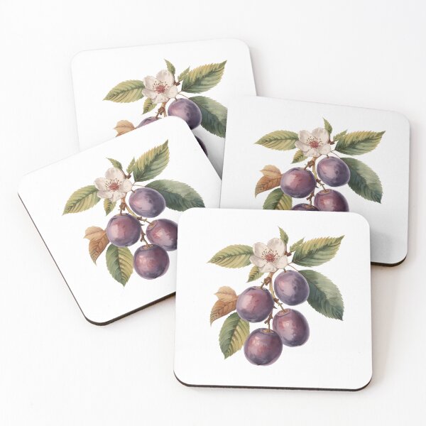 Item preview, Vintage Watercolor Purple Plum Branch  designed and sold by silviaol.
