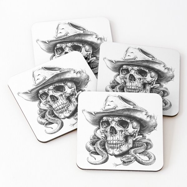 Item preview, Snake-Wrapped Cowboy Skull – Gothic Western Horror Art designed and sold by inkoutninja.