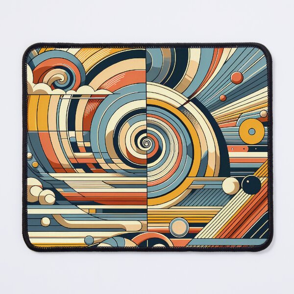 Item preview, Retro Geometric Spiral Abstract in Teal and Ochre designed and sold by InkSmithery.