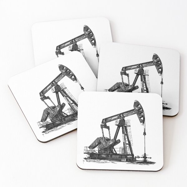 Item preview, Oil Pump Jack Drawing – Industrial Texas Energy Art designed and sold by inkoutninja.