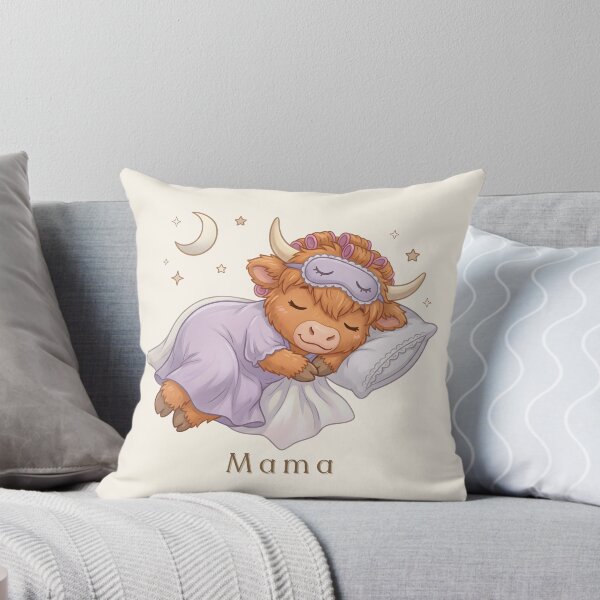 Item preview, Mama Highland Cow Sleeping Illustration designed and sold by HumTumMe.