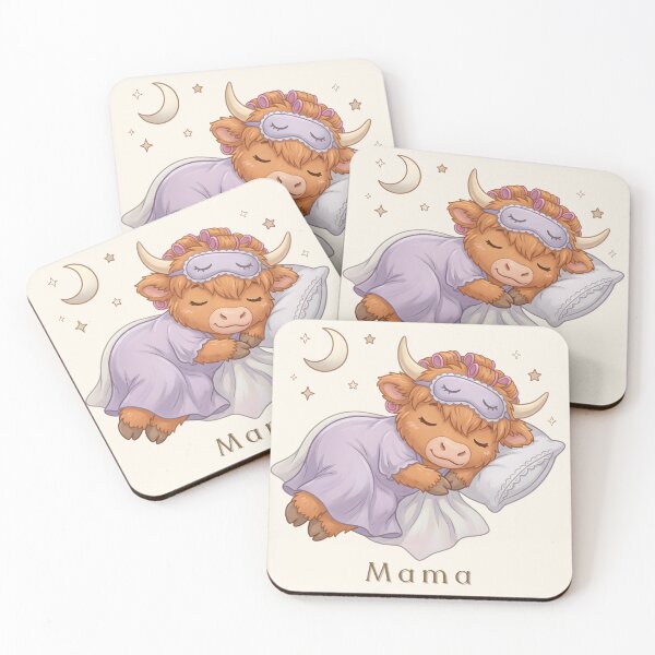 Item preview, Mama Highland Cow Sleeping Illustration designed and sold by HumTumMe.