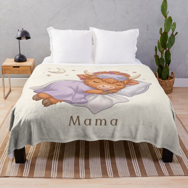 Item preview, Mama Highland Cow Sleeping Illustration designed and sold by HumTumMe.