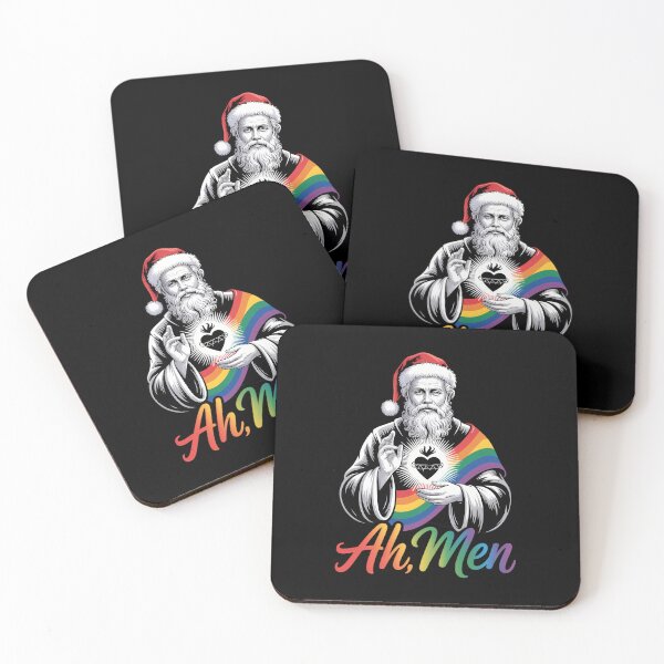 Item preview, Ah Men Christmas Funny LGBT-Q Pride XMas Jesus Gay Christian designed and sold by Morphologiona.