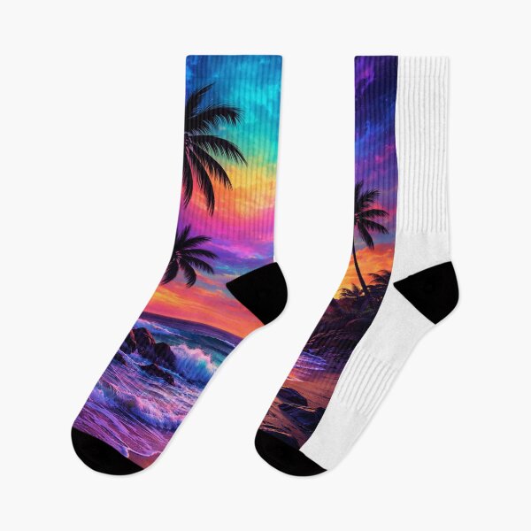 Item preview, Dreamy Tropical Sunset Beach with Palm Trees – Vibrant Fantasy Seascape Art designed and sold by TTM Inspirational.