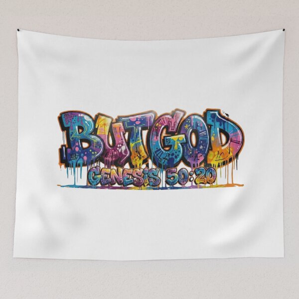 Item preview, But God Genesis 50:20 - Colorful Urban Graffiti Christian T-Shirt designed and sold by The Crimson Halo.