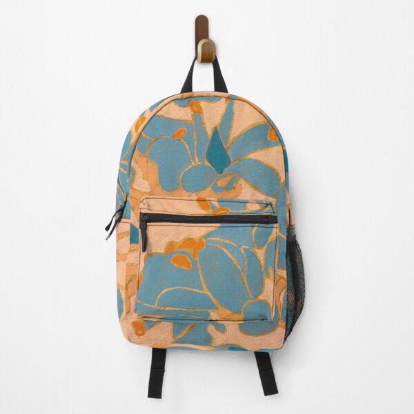 Item preview, Blue Native Australian Flowers on Orange  designed and sold by hayleygpaints.