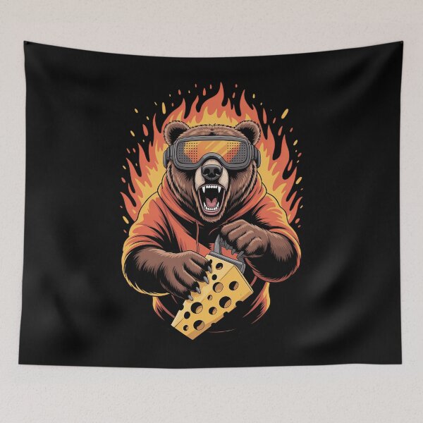 Item preview, Bear with Cheese Grater Hat and Sunglasses Sunse Funny designed and sold by Morphologiona.