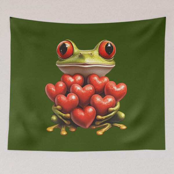 Item preview, Frog №45 Cute Frog Holding Red Hearts Valentine Love designed and sold by SyberGen.