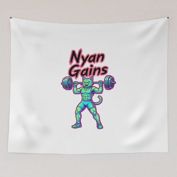 Item preview, Anime Muscle Cat Gym Humor | Neon Workout Cat Art designed and sold by Dazzle-Sizzle.