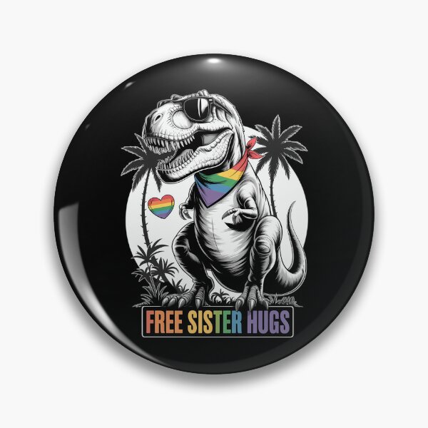 Item preview, Free Sister Hugs Sister Saurus Dinosaur Ally Rainbow LGBT designed and sold by Morphologiona.