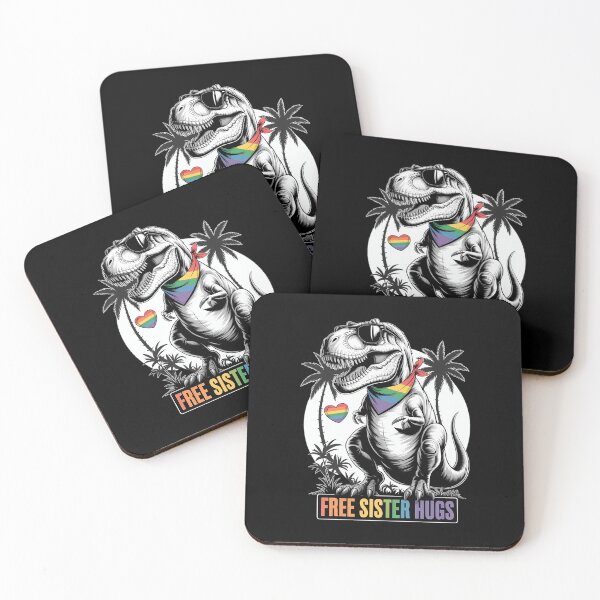 Item preview, Free Sister Hugs Sister Saurus Dinosaur Ally Rainbow LGBT designed and sold by Morphologiona.