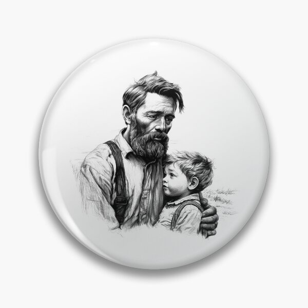 Item preview, Father and Son Portrait – Vintage Rural Americana Art designed and sold by inkoutninja.