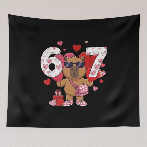 Item preview, Cute Capybara Valentine's Day 67 Six Seven Design designed and sold by LashondaGreen89.
