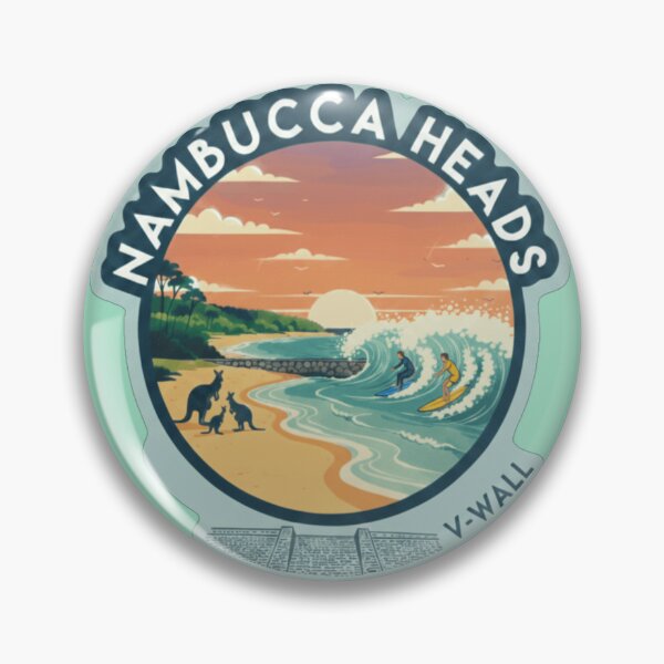 Item preview, Retro Australia Nambucca Heads V-Wall Surfing Sunset Sticker designed and sold by Pixel & Beyond.