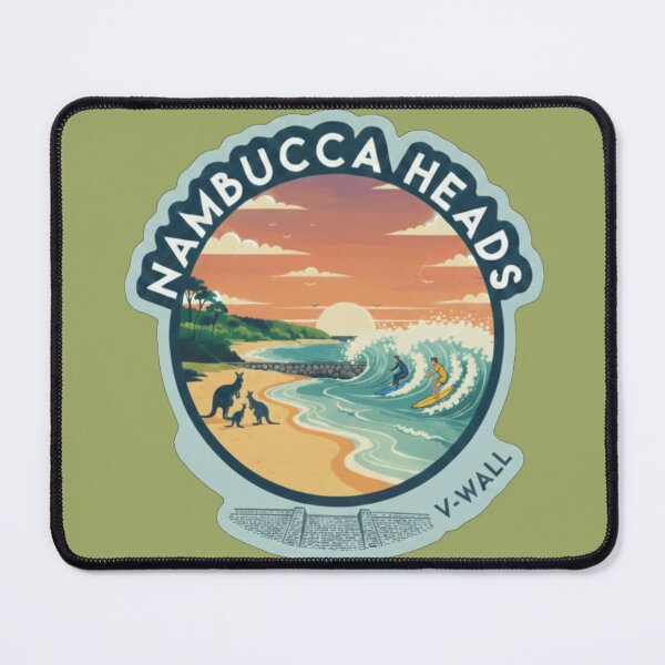 Item preview, Retro Australia Nambucca Heads V-Wall Surfing Sunset Sticker designed and sold by Pixel & Beyond.