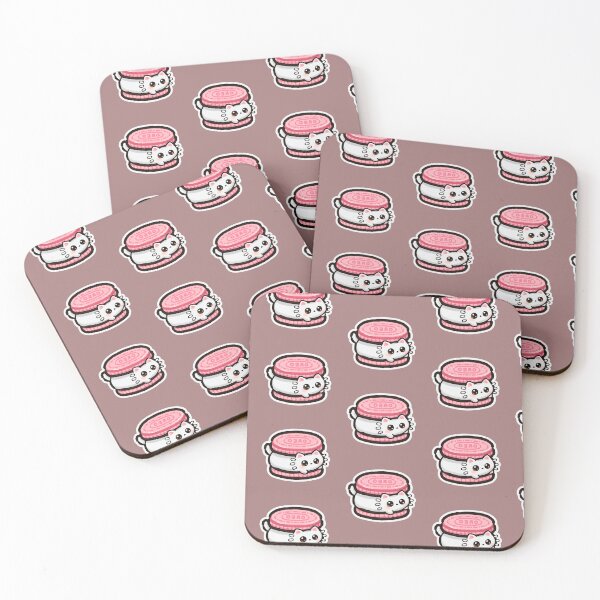 Item preview, Cream Kitten on Strawberry Cookie: Sweet Kawaii Pink designed and sold by ChessyChop.