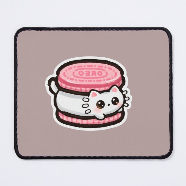 Item preview, Cream Kitten on Strawberry Cookie: Sweet Kawaii Pink designed and sold by ChessyChop.