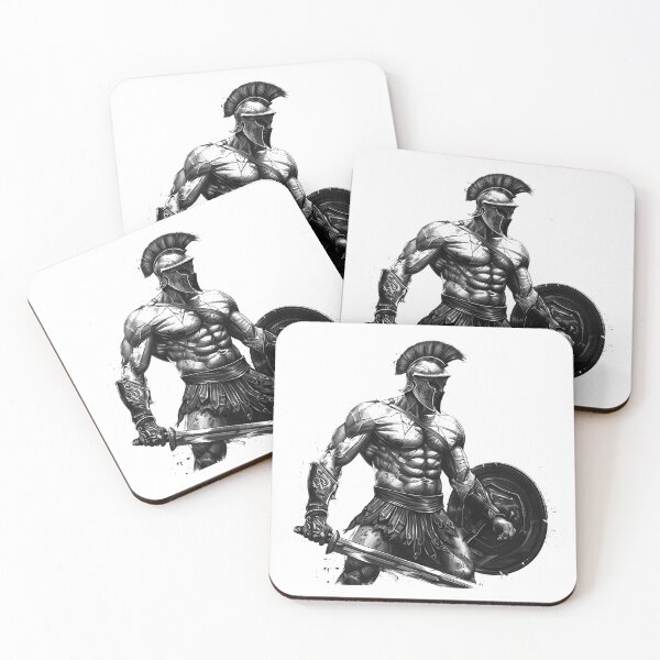 Item preview, Spartan Warrior Illustration – Bold Black and White Ancient Hero Art designed and sold by inkoutninja.