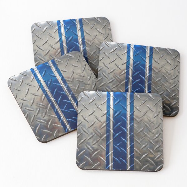 Item preview, Forged Tread: 4-Way Industrial Steel PHONE CASE (CHROME - BLUE WHITE RACING) designed and sold by CleverCulture.