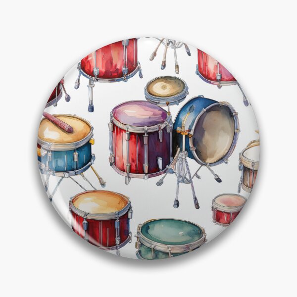 Item preview, Watercolor Drum Kit Pattern – Colorful Percussion Music Art designed and sold by oldrockerdudes.