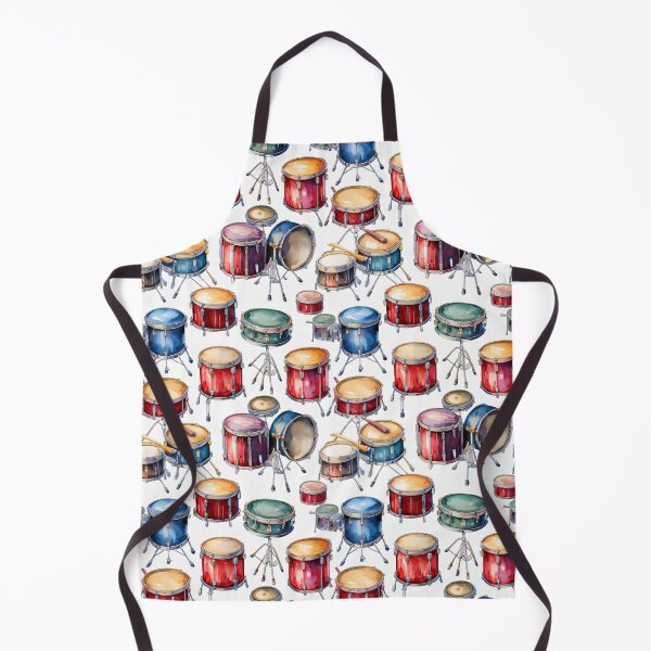Item preview, Watercolor Drum Kit Pattern – Colorful Percussion Music Art designed and sold by oldrockerdudes.