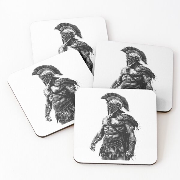 Item preview, Spartan Warrior Stance – Epic Black and White Ancient Hero Art designed and sold by inkoutninja.