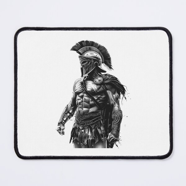 Item preview, Spartan Warrior Stance – Epic Black and White Ancient Hero Art designed and sold by inkoutninja.