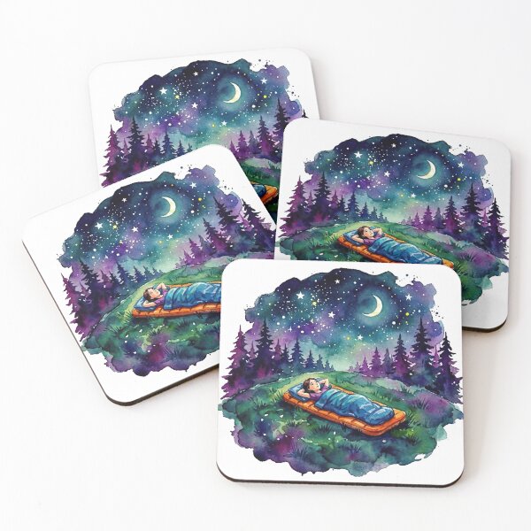 Item preview, Girl Sleeping Under The Stars on Hilltop designed and sold by Hiking & Happiness.