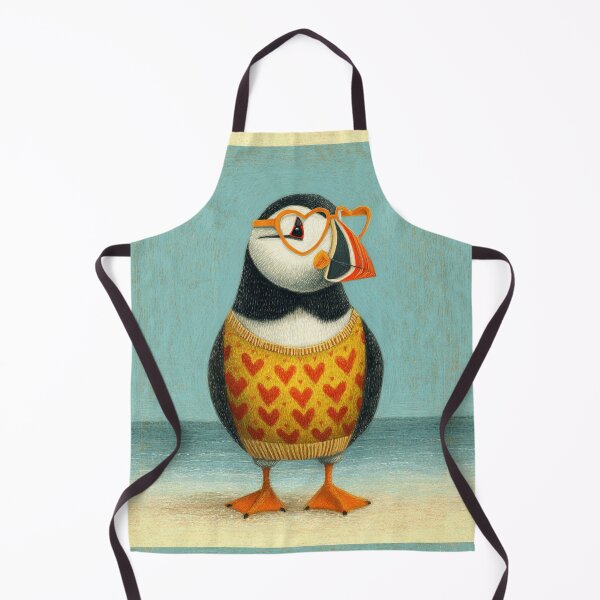 Item preview, Puffin in a sweater wearing heart glasses valentines day card designed and sold by MendaciousMina.