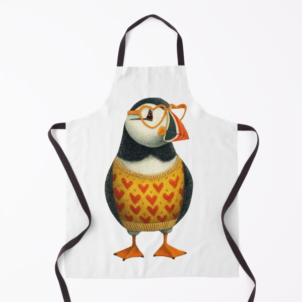 Item preview, Puffin in a sweater wearing heart glasses valentines day card designed and sold by MendaciousMina.