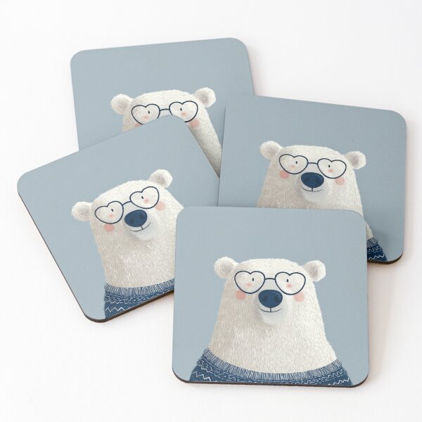 Item preview, Polar bear in a sweater wearing heart glasses valentines day card designed and sold by MendaciousMina.