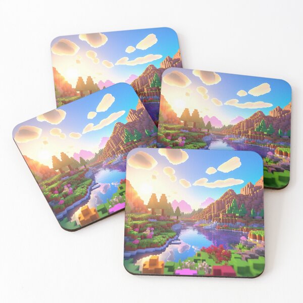Item preview, Vibrant Voxel River Valley Sunrise designed and sold by Gravitylessarts.