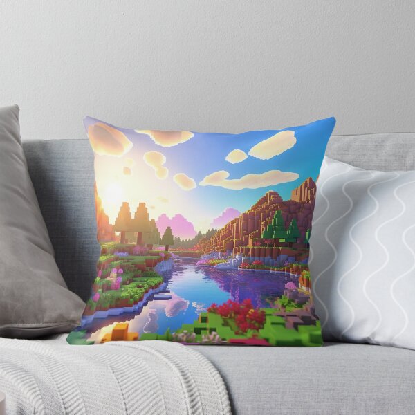 Item preview, Vibrant Voxel River Valley Sunrise designed and sold by Gravitylessarts.