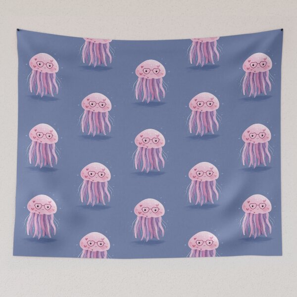 Item preview, Jelly fish wearing heart glasses valentines day card designed and sold by MendaciousMina.
