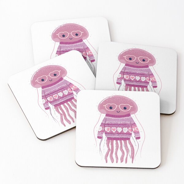 Item preview, Jelly fish in a sweater wearing heart glasses valentines day card designed and sold by MendaciousMina.