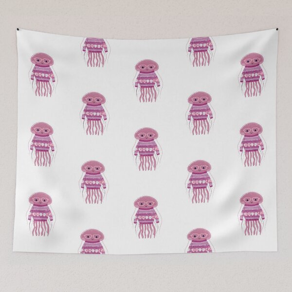 Item preview, Jelly fish in a sweater wearing heart glasses valentines day card designed and sold by MendaciousMina.