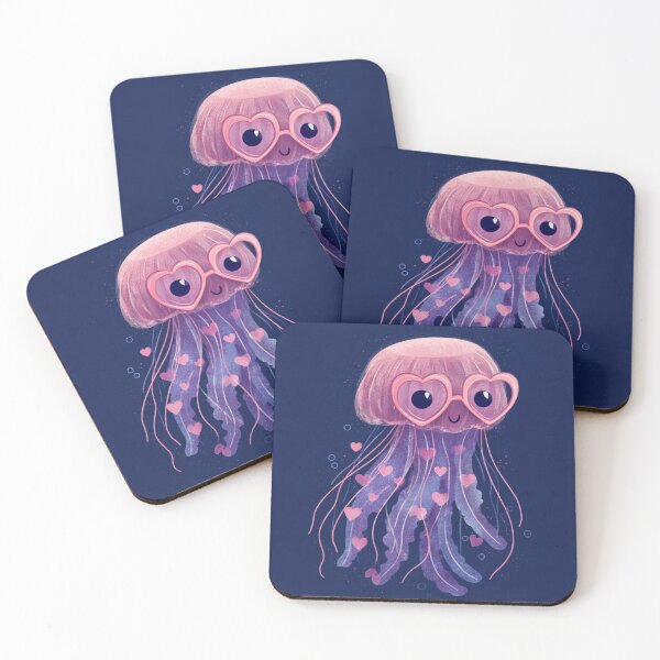 Item preview, Jelly fish wearing heart glasses valentines day card designed and sold by MendaciousMina.
