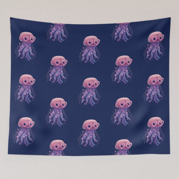 Item preview, Jelly fish wearing heart glasses valentines day card designed and sold by MendaciousMina.