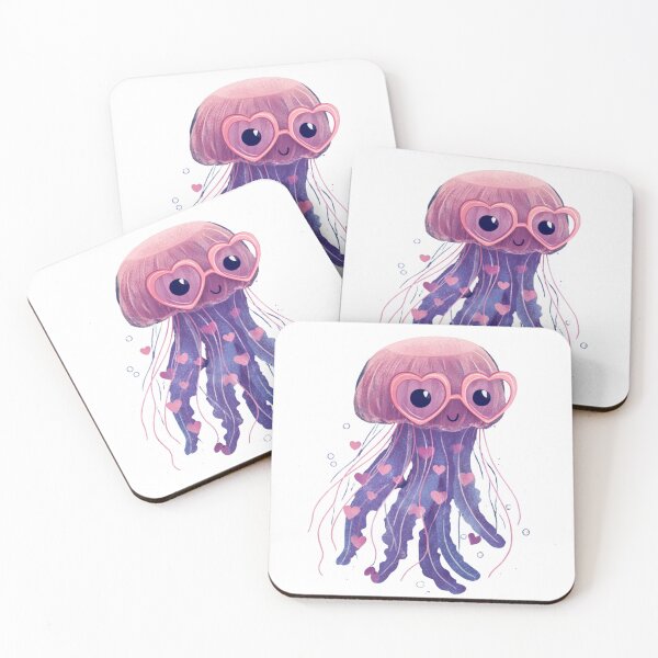 Item preview, Jelly fish wearing heart glasses valentines day card designed and sold by MendaciousMina.