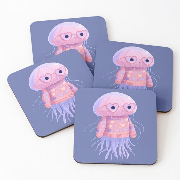 Item preview, Jelly fish in a sweater wearing heart glasses valentines day card designed and sold by MendaciousMina.