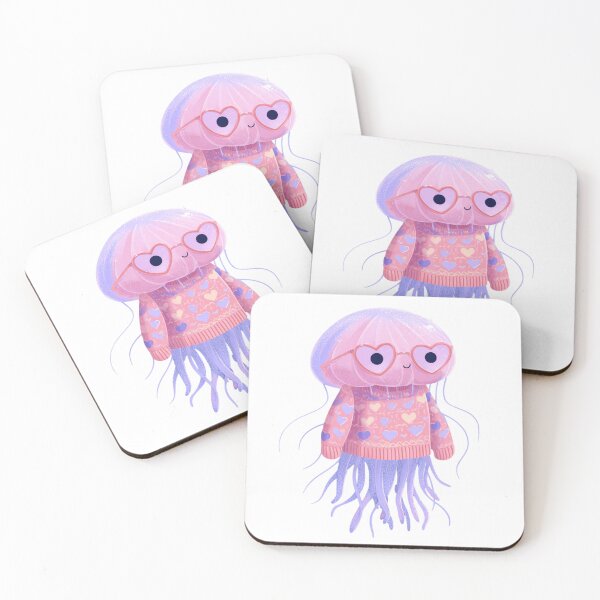 Item preview, Jelly fish in a sweater wearing heart glasses valentines day card designed and sold by MendaciousMina.