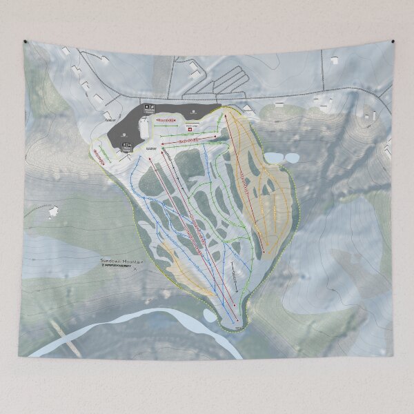 Artikelvorschau, Sundown Mountain Resort Trail Map entworfen und verkauft von Mapsynergy.