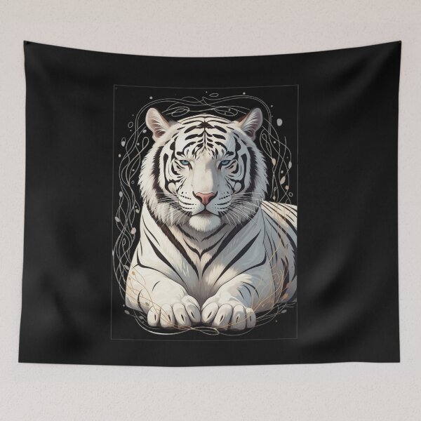 Item preview, Majestic White Tiger - Elegant and Mystical Artistic Illustration designed and sold by soletstudio.