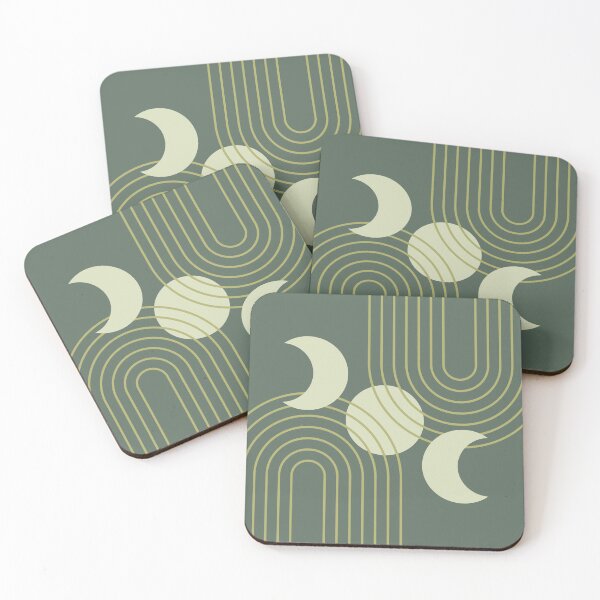 Item preview, Whimsical Rainbow Sun and Moon Abstract Pattern in Sage Green designed and sold by nineFlorals.