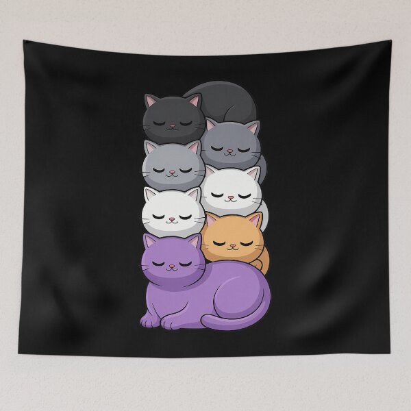 Item preview, Asexual Pride Cat LGBT Stuff Flag Kawaii Cute Cats Pile designed and sold by CruelShadesSt.
