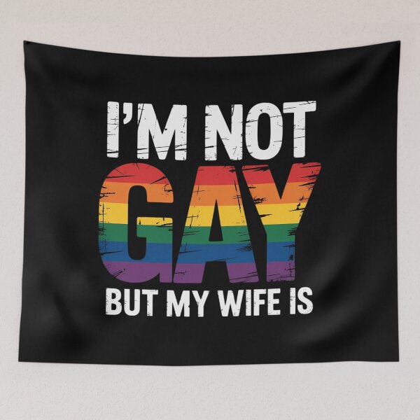 Item preview, I'm Not Gay But My Wife is Funny LGBT Rainbow Wedding designed and sold by CruelShadesSt.