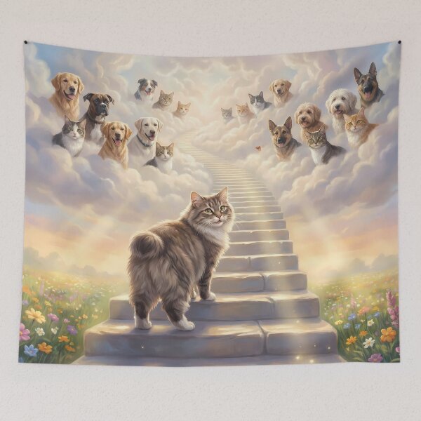 Item preview, Cymric Cat on Stairway to Heaven Looking Back designed and sold by PetMemorialArt.